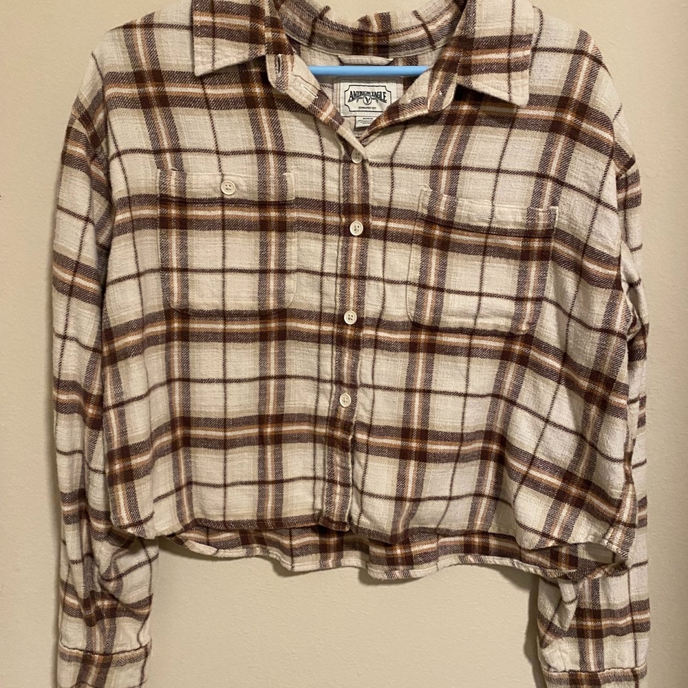 American Eagle cropped flannel
